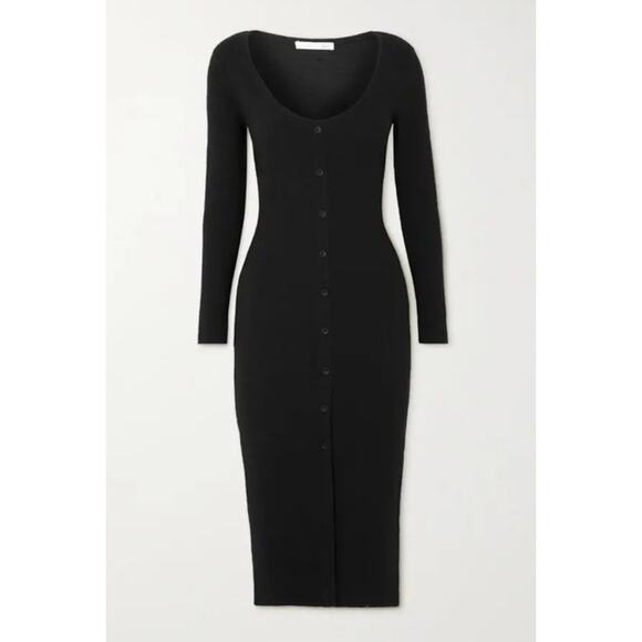 Skin Dresses & Skirts - Skin Womens Stevi Jersey Dress XXL Black Long Sleeve Button Front Scoop Neck